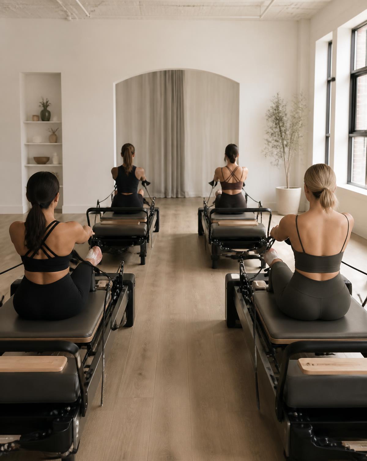 Small group reformer class in progress